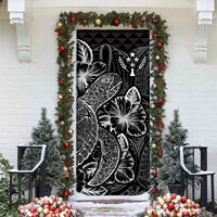 Kosrae Door Cover Turtle Hibiscus Black - Polynesian Pride