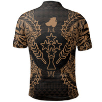 Kosrae Polo Shirt Kosrae Flag Map Polynesian Tattoo Gold - Polynesian Pride