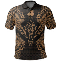 Kosrae Polo Shirt Kosrae Flag Map Polynesian Tattoo Gold Unisex Gold - Polynesian Pride