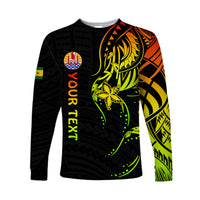 (Custom Personalised) Society Islands Long Sleeve Shirt Mix Pattern Leeward Islands French Polynesia LT13 Unisex Reggae - Polynesian Pride