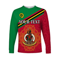 (Custom Personalised) Vanuatu Long Sleeve Shirt Pattern Sand Drawing LT13 Unisex Red - Polynesian Pride