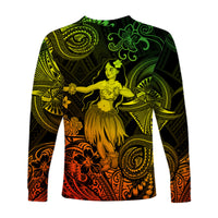 Hawaii Hula Girl Polynesian Long Sleeve Shirt Unique Style - Reggae LT8 - Polynesian Pride