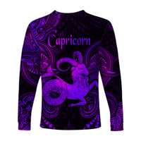 Capricorn Zodiac Polynesian Long Sleeve Shirt Unique Style - Purple LT8 - Polynesian Pride