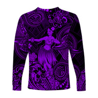 Hawaii Hula Girl Polynesian Long Sleeve Shirt Unique Style - Purple LT8 - Polynesian Pride