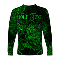 (Custom Personalised) Leo Zodiac Polynesian Long Sleeve Shirt Unique Style - Green LT8 - Polynesian Pride