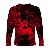 (Custom Personalised) Sagittarius Zodiac Polynesian Long Sleeve Shirt Unique Style - Red LT8 - Polynesian Pride