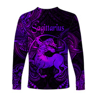 Sagittarius Zodiac Polynesian Long Sleeve Shirt Unique Style - Purple LT8 - Polynesian Pride