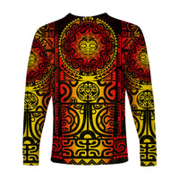 Marquesas Islands Long Sleeve Shirt Marquesan Tattoo Unique Style - Gradient Red LT8 - Polynesian Pride