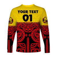 (Custom Personalised) Marquesas Islands Long Sleeve Shirt Marquesan Tattoo Special Style - Gradient Red LT8 - Polynesian Pride