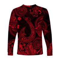 Hawaii Fish Hook Polynesian Long Sleeve Shirt Unique Style - Red LT8 - Polynesian Pride