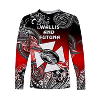(Custom Personalised) Wallis and Futuna Polynesian Long Sleeve Shirt Unique Style - Gradient Red Black LT8 - Polynesian Pride