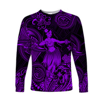 Hawaii Hula Girl Polynesian Long Sleeve Shirt Unique Style - Purple LT8 Unisex Purple - Polynesian Pride