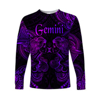 (Custom Personalised) Gemini Zodiac Polynesian Long Sleeve Shirt Unique Style - Purple LT8 Unisex Purple - Polynesian Pride