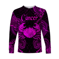 Cancer Zodiac Polynesian Long Sleeve Shirt Unique Style - Pink LT8 Unisex Pink - Polynesian Pride