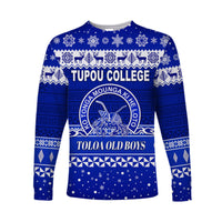Tupou College Toloa Old Boys Christmas Long Sleeve Shirt Simple Style LT8 Unisex Blue - Polynesian Pride