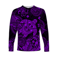 Hawaii Turtle Polynesian Long Sleeve Shirt Plumeria Flower Unique Style - Purple LT8 Unisex Purple - Polynesian Pride