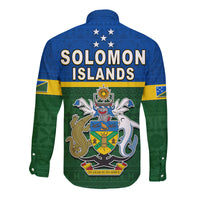 Solomon Islands National Day Long Sleeve Button Shirt Independence Day Tapa Pattern LT13 - Polynesian Pride