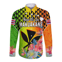 (Custom Personalised) Happy Hawaii Fathers Day Long Sleeve Button Shirt Hawaiian Tribal Kanaka Maoli Hibiscus LT14 Unisex Reggae - Polynesian Pride