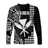 Hawaii Day Kakau Long Sleeve Shirt Proud To Be Hawaiian Black King Kamehameha and Kanaka Maoli LT13 - Polynesian Pride