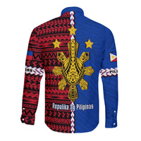 Philippines Long Sleeve Button Shirt Pilipinas Sun Mix Polynesian Pattern LT14 - Polynesian Pride