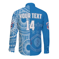 (Custom Text And Number) Apifoou Tonga College Long Sleeve Button Shirt Class Of Year Tongan Ngatu Pattern LT14 - Polynesian Pride