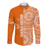 (Custom Personalised) Tailulu Tonga College Long Sleeve Button Shirt Tongan Ngatu Pattern LT14 - Polynesian Pride