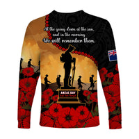 New Zealand Anzac Long Sleeve Shirt Maori Camouflage Mix Poppies We Will Remember Them LT14 - Polynesian Pride