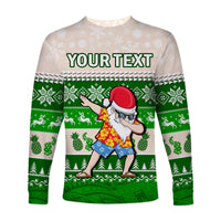 (Custom Personalised) Hawaii Mele Kalikimaka Long Sleeve Shirt Dabbing Santa Green Merry Christmas LT14 - Polynesian Pride