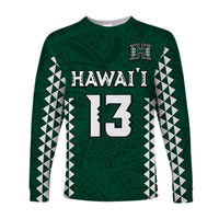 (Custom Text and Number) Hawaii Football Long Sleeve Shirt Kakau Warrior Be Stronger LT13 - Polynesian Pride