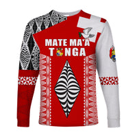 (Custom Personalised) Tonga Rugby Long Sleeve Shirt Kupesi Ngatu Mate Maa Tonga LT13 Unisex Red - Polynesian Pride
