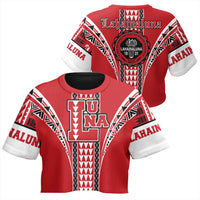 Hawaii - Lahainaluna High All - over Print Crop Top T-shirt AH Female Red - Polynesian Pride