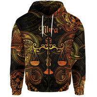 Libra Zodiac Polynesian Zip Hoodie Unique Style Gold LT8 - Polynesian Pride