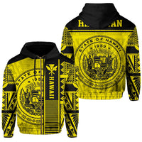 Polynesian Seal of Hawaii Zip Hoodie Yellow NRP Style Unisex Yellow - Polynesian Pride