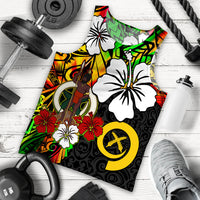 Vanuatu Men Tank Top Polynesia Tie Dye Hibiscus Flowers LT13 - Polynesian Pride