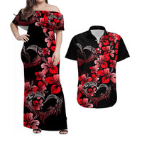 Polynesian Valentine Matching Dress and Hawaiian Shirt - Hibiscus Flowers Red Style LT6 Red - Polynesian Pride