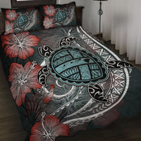 Hawaii Turtle Map Hibiscus Polynesian Quilt Bed Set - AH - Polynesian Pride