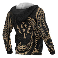 Kosrae Micronesia All Over Zip up Hoodie Gold Tribal Wave - Polynesian Pride