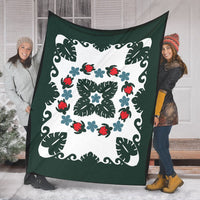 Hawaiian Quilt Monstera Leaves And Turtle Premium Blanket - AH - Polynesian Pride