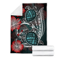 Hawaii Turtle Map Hibiscus Polynesian Premium Blanket - AH - Polynesian Pride