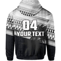 Custom Fiji Rugby Makare and Tapa Patterns Zip Hoodie Black - Polynesian Pride