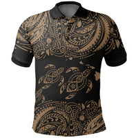 Hawaii Polo Shirt Polynesian Gold Sea Turtle Unisex Black - Gold - Polynesian Pride