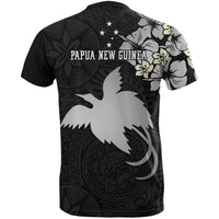 Papua New Guinea T Shirts Papua New Guinea Gray Flag Hibiscus - Polynesian Pride