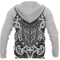 New Zealand Zip up Hoodie Maori Rugby Black and White - Polynesian Pride