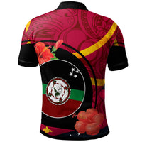 Papua New Guinea Polo Shirt East New Britain Flag of PNG with Hibicus and Polynesian Culture Polo Shirt - Polynesian Pride