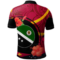 Papua New Guinea Polo Shirt Western Highlands Flag of PNG with Hibicus and Polynesian Culture Polo Shirt - Polynesian Pride