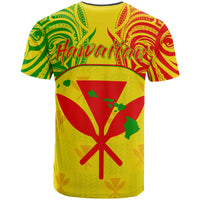 Hawaiian Kanaka T Shirt Flag Nation Yellow Demodern - Polynesian Pride