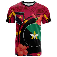 Papua New Guinea T Shirt Enga Flag of PNG with Hibicus and Polynesian Culture T Shirt Art - Polynesian Pride