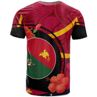 Papua New Guinea T Shirt East Sepik Flag of PNG with Hibicus and Polynesian Culture T Shirt - Polynesian Pride