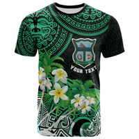 Tonga Custom T Shirt Takuilau College with Polynesian Patterns and Plumeria Flower LT10 - Polynesian Pride