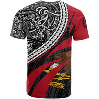 American Samoa Polynesian T Shirt Black Red Floral Pattern - Polynesian Pride